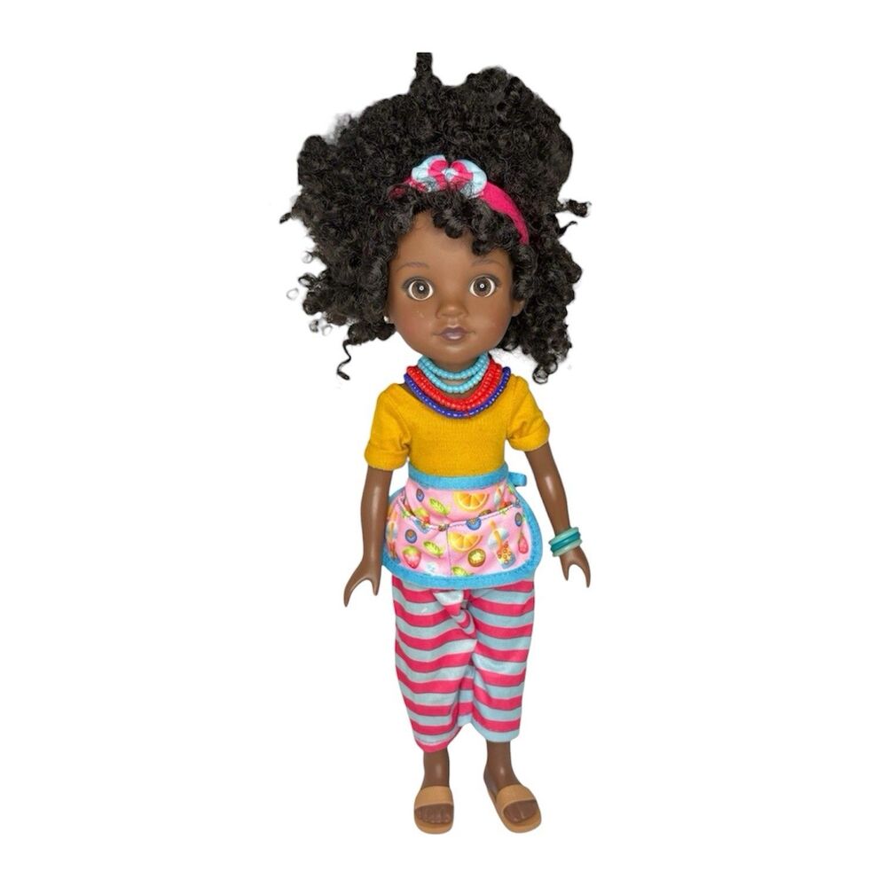 Hearts For Hearts Girls Rahel Ethiopia 14" Doll Black African Afro Curls Outfit